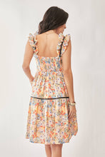 FLORAL PRINTED TAPE RUFFLE STRAP TIERED DRESS