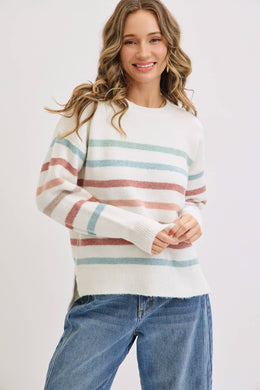 CASUAL COZY STRIPE KNIT SWEATER