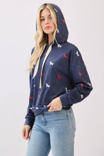 Dog Print Hoodie with Drawstrings
