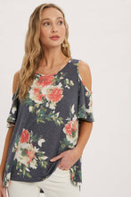 FLORAL PRINT OPEN SHOULDER TOP