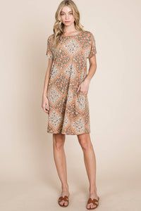 Multicolored Leaves Jacquard Dress
