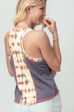 TIE DYE COLOR BLOCK REVERSE STITCH SLEEVELESS TOP