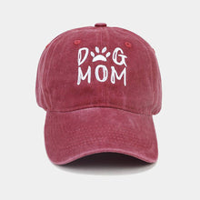 Cotton Worn-out Washed Letter Embroidered Baseball Cap- Dog Mom