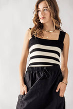 STRIPED SQUARE NECK SLEEVELESS TOP