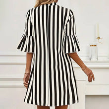 Striped loose dress with flared sleeves