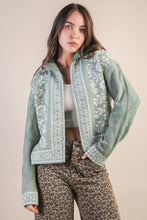 Graphic Knit Sweater Zip Up Cardigan