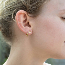 18K Gold PVD Stainless Steel White Heart Stud Earrings: Stainless