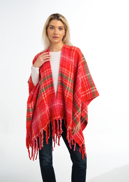 Plaid Fall Fringe Wrap