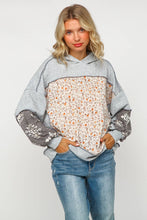 TWO TONE HACCI FLORAL KNIT TOP WITH HOOD