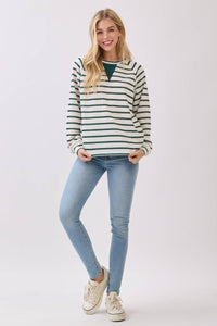 Striped Ribbed Insert Pullover