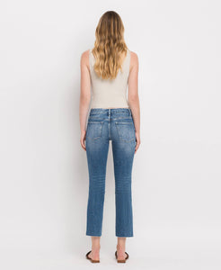 MID RISE CROP SLIM STRAIGHT JEANS