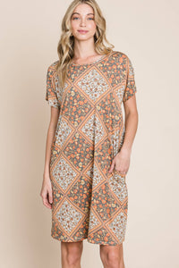 Multicolored Leaves Jacquard Dress
