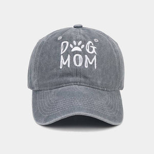 Cotton Worn-out Washed Letter Embroidered Baseball Cap- Dog Mom