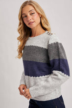 COLOR BLOCK BRUSHED TEXTURE KNIT SWEATER