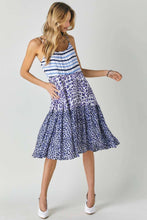 MULTI PRINT SLEEVELESS MIDI DRESS