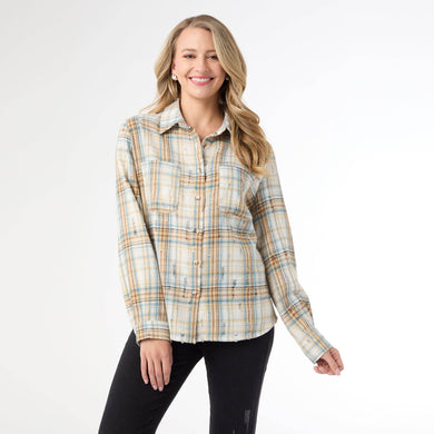 Becca Flannel Shirt with Distressing