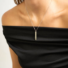 Paw Print Cutout Vertical Stainless Steel Bar Necklace: Stainless