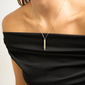 Paw Print Cutout Vertical Stainless Steel Bar Necklace: Stainless