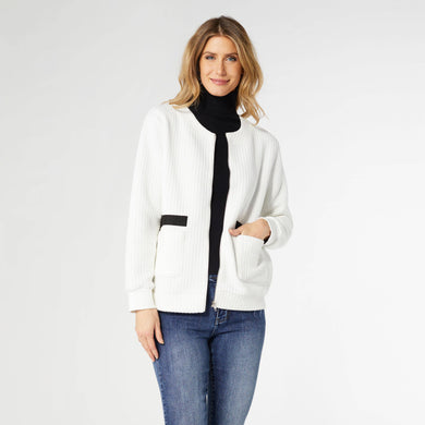 Lexi Quilted Zip-Up Top with Front Pockets - Valentine's Day: Ivory