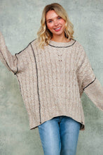 CABLE PATTERN STITCH COLOR BLOCK SWEATER