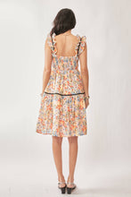 FLORAL PRINTED TAPE RUFFLE STRAP TIERED DRESS