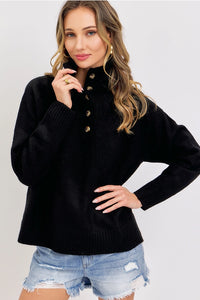 Button High Collar Sweater