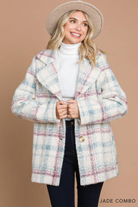 Women's Heavy Weight Brushed Plaid Tailored Jacket