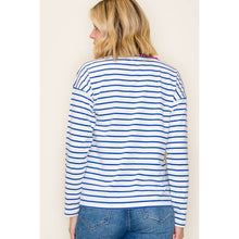 POP COLOR BLANKET STITCHED STRIPE TOP
