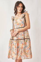FLORAL PRINTED TAPE RUFFLE STRAP TIERED DRESS