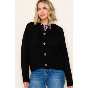 COLLARED BUTTON DOWN SWEATER CARDIGAN