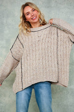 CABLE PATTERN STITCH COLOR BLOCK SWEATER