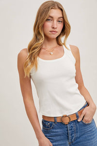 SCOOP NECK KNIT TANK TOP