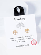 18K Gold Dipped Tree Of Life Button Stud Earrings