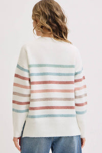 CASUAL COZY STRIPE KNIT SWEATER