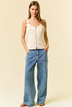 Cotton Twill Double Scoop Neck Adjustable Buckle