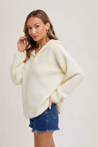 HALF ZIP HOODIE KNIT SWEATER PULLOVER