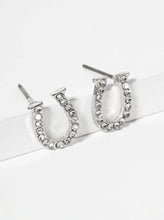 Animal-Theme Pearl & Crystal Horseshoe Stud Earrings