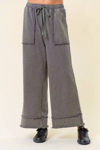 Vintage Washed Wide-Leg Ankle Length Sweatpants