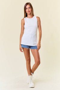 SOLID KNIT TANK W.RUFFLE TRIM