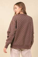 Texture Shimmer Pleated Long Sleeve Sweatshirt