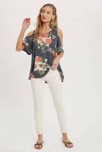 FLORAL PRINT OPEN SHOULDER TOP