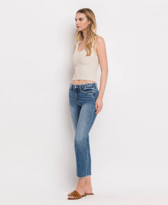 MID RISE CROP SLIM STRAIGHT JEANS