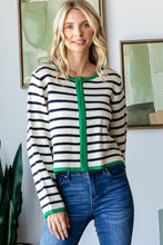 STRIPE ZIP UP CARDIGAN: Green