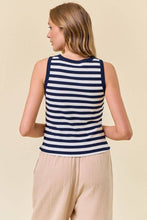 STRIPE KNIT BUTTON FRONT TANK