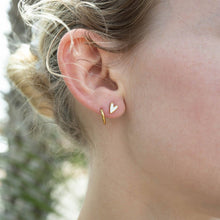 18K Gold PVD Stainless Steel White Heart Stud Earrings: Stainless