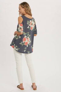 FLORAL PRINT OPEN SHOULDER TOP