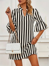 Striped loose dress with flared sleeves