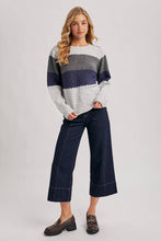 COLOR BLOCK BRUSHED TEXTURE KNIT SWEATER