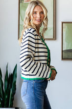 STRIPE ZIP UP CARDIGAN: Green