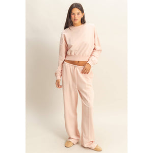 Basics High-Waisted Straight-Cut Drawstring Pants